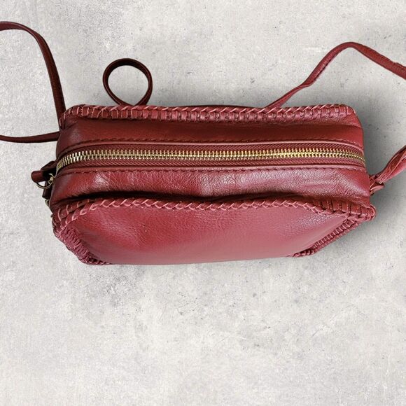 Botkier Quincy Camera Leather Boxy Crossbody Purse Handbag Red Tassel Whipstitch - Picture 6 of 16